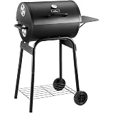 Charcoal Grill with Side Table,Barrel BBQ Grill 500 Sq In Cooking Area | Charcoal Outdoor BBQ Grill,for backyard,camping and picnic outdoor barbecue cooking by DNKMOR
