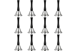 CYEAH 12 Pack Hand Bell, Silver Steel Service Bell Call Bell Dinner Bell for Wedding, Service, Game, Alarm, Jingles (Silver)