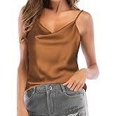 TOUTOUAI Women's Silk Satin Camisole Cowl Neck Tank Top Cami Silky Basic Tank Shirt Blouses