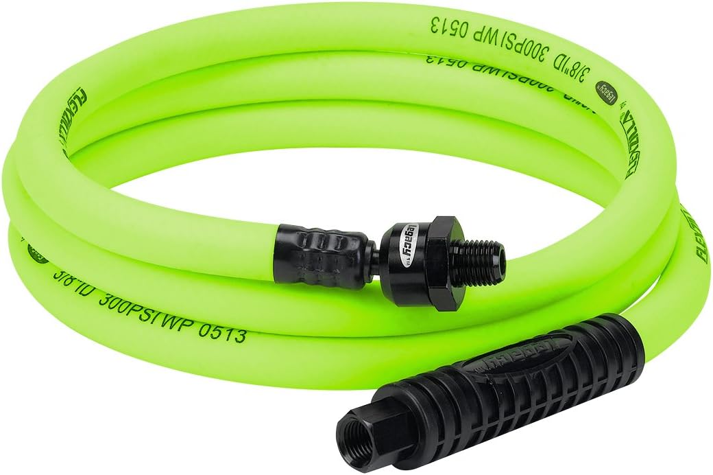 Flexzilla Ball Swivel Whip Air Hose, 3/8 in. x 4 ft. (1/4 in. MNPT Ball Swivel x 1/4 in. FNPT Ends), Heavy Duty, Lightweight, Hybrid, ZillaGreen - HFZ3804YW2B: Automotive