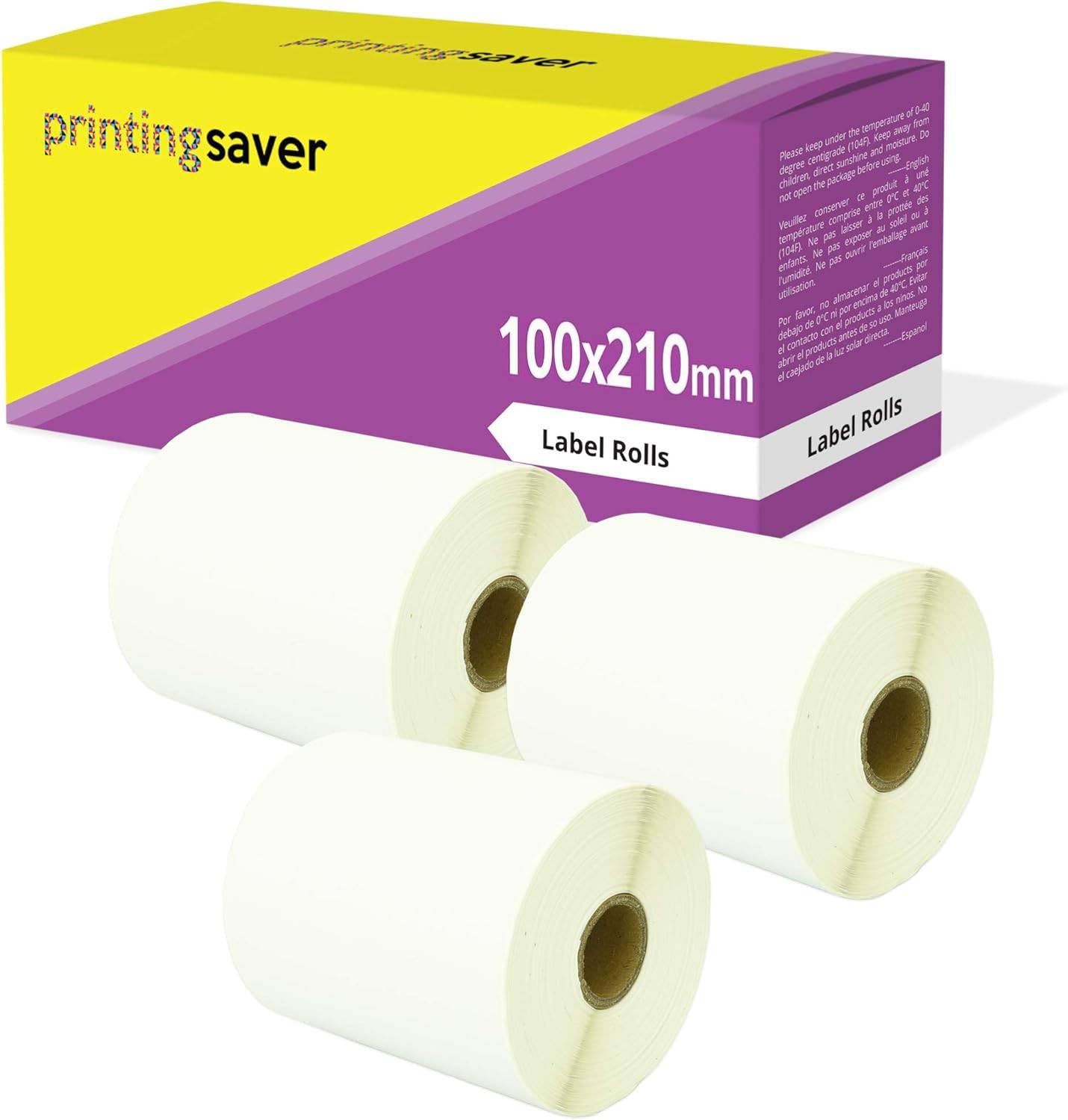 3 Compatible Rolls 100mm x 210mm White Direct Thermal Labels for Zebra GK420d GK420t GC420d GX420d GX420t GC420t GX430t GT800 LP2844 TLP 2844 Citizen CL-S521 CL-S621 CL-S631 (200 Labels per Roll)