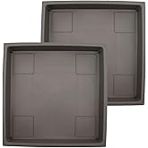 The HC Companies 14 Inch Accent Square Plastic Plant Saucer - Indoor Outdoor Plant Trays for Pots - 14"x14"x1.8", Cappuccino