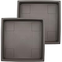 The HC Companies 14 Inch Accent Square Plastic Plant Saucer - Indoor Outdoor Plant Trays for Pots - 14"x14"x1.8", Cappuccino