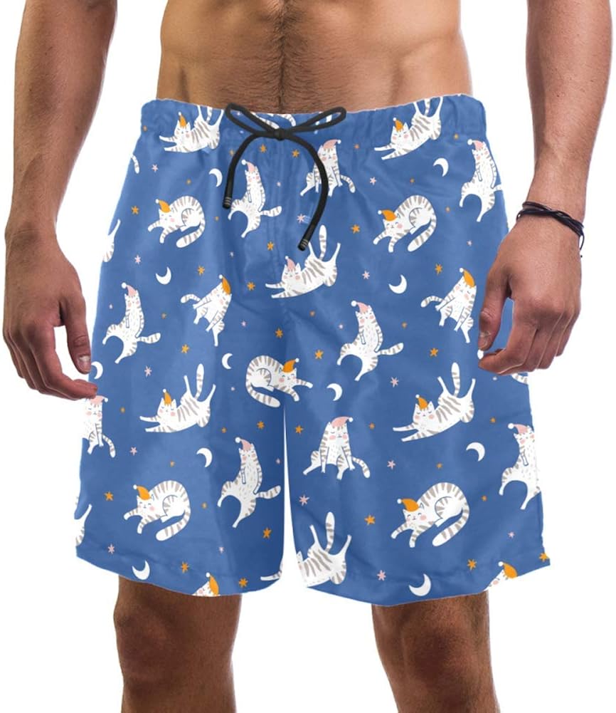 Sleeping Cats Swim Shorts for Men Swim Trunks Men’s Bathing Suits
