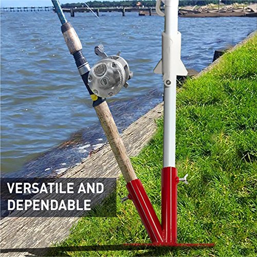 EasyGO Products Umbrella Stand - Sports Dual Umbrella Holder - Fishing Pole Stand - Beach Umbrella Stake, Red - Thumbnail 4