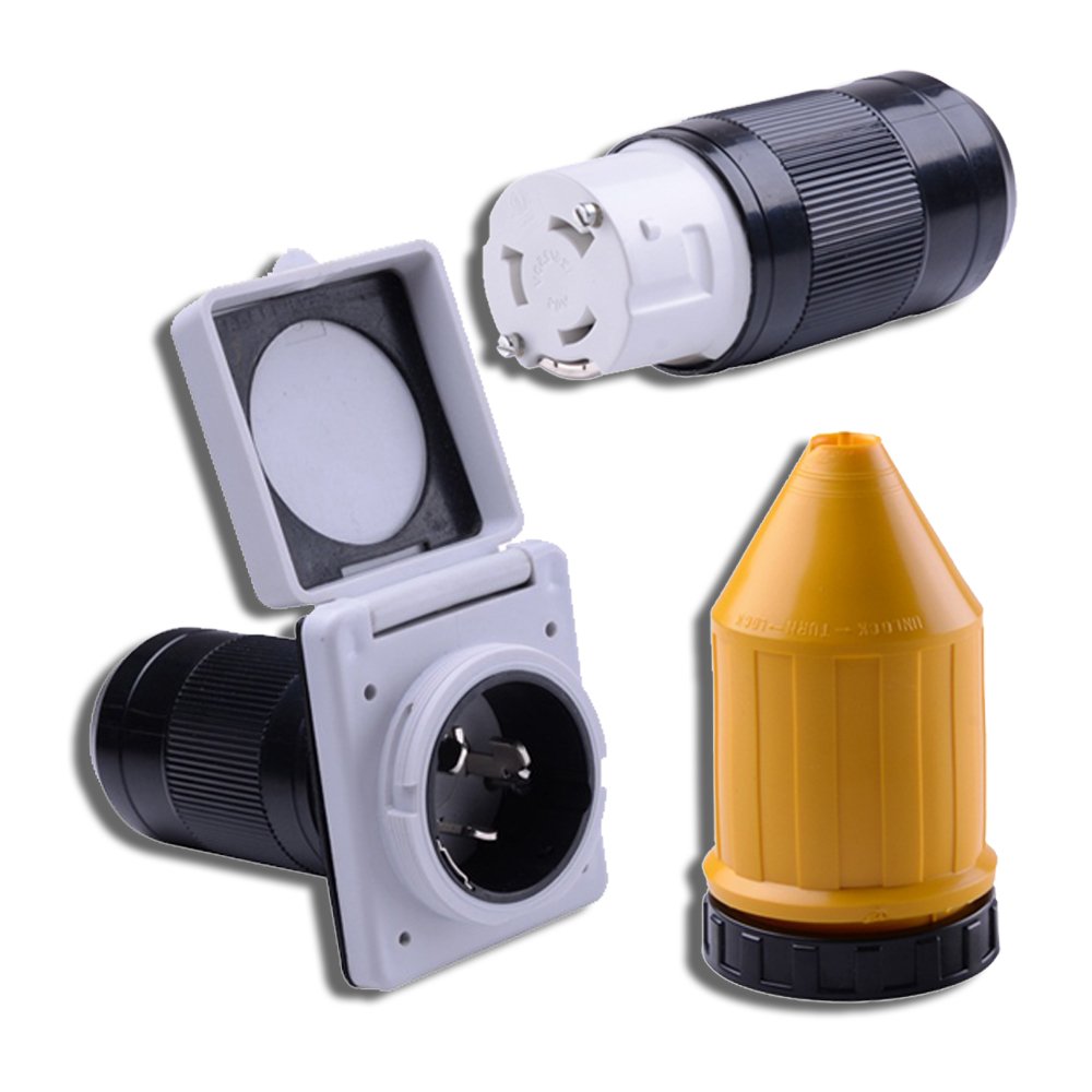 50 AMP RV Trailer Marine Power Cord Power Inlet Female Twist locking Connector Weatherproof