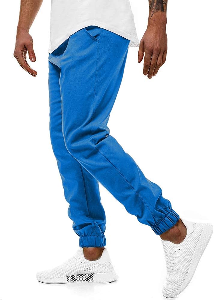 Odot Jogging Sweatpants Sports Gym Trousers for Men, Casual Slim Fit Elastic Waist Bottoms Solid Color Tracksuit Training Skinny Pants with Pockets for Workout Running