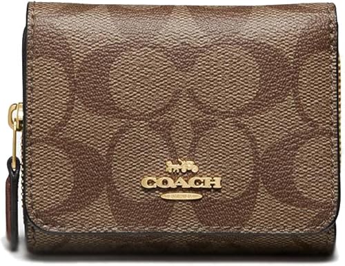 coach small trifold wallet in signature canvas