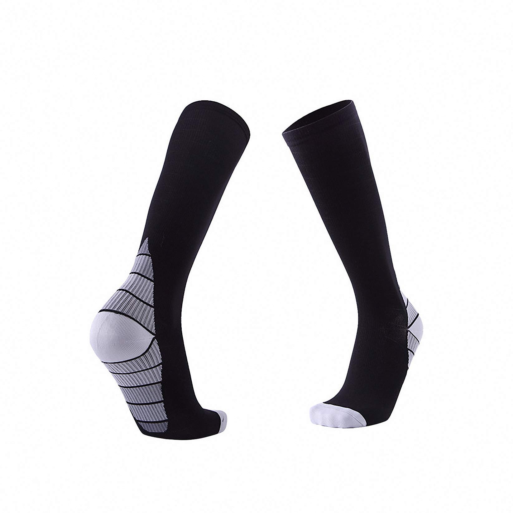 MISUO Unisex Adult Athletic Compression Sports Crew Calf Socks Gray