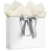 JMANNI Gift Bag, 1PCS Gift Bags Large with Ribbon and 1 Greeting Cards 2 Tissue Paper, Portable Paper Gift Bag with Handles, Birthday Gift Bags,Present Bags for Wedding Party Mothers Day