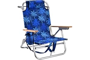 FREETOUR Backpack Beach Chairs for Adults Capacity 300 LBS Low 5 Position Beach Chair with Pouch Straps Folding Lightweight Reclining Aluminum Wide Lay Flat Single