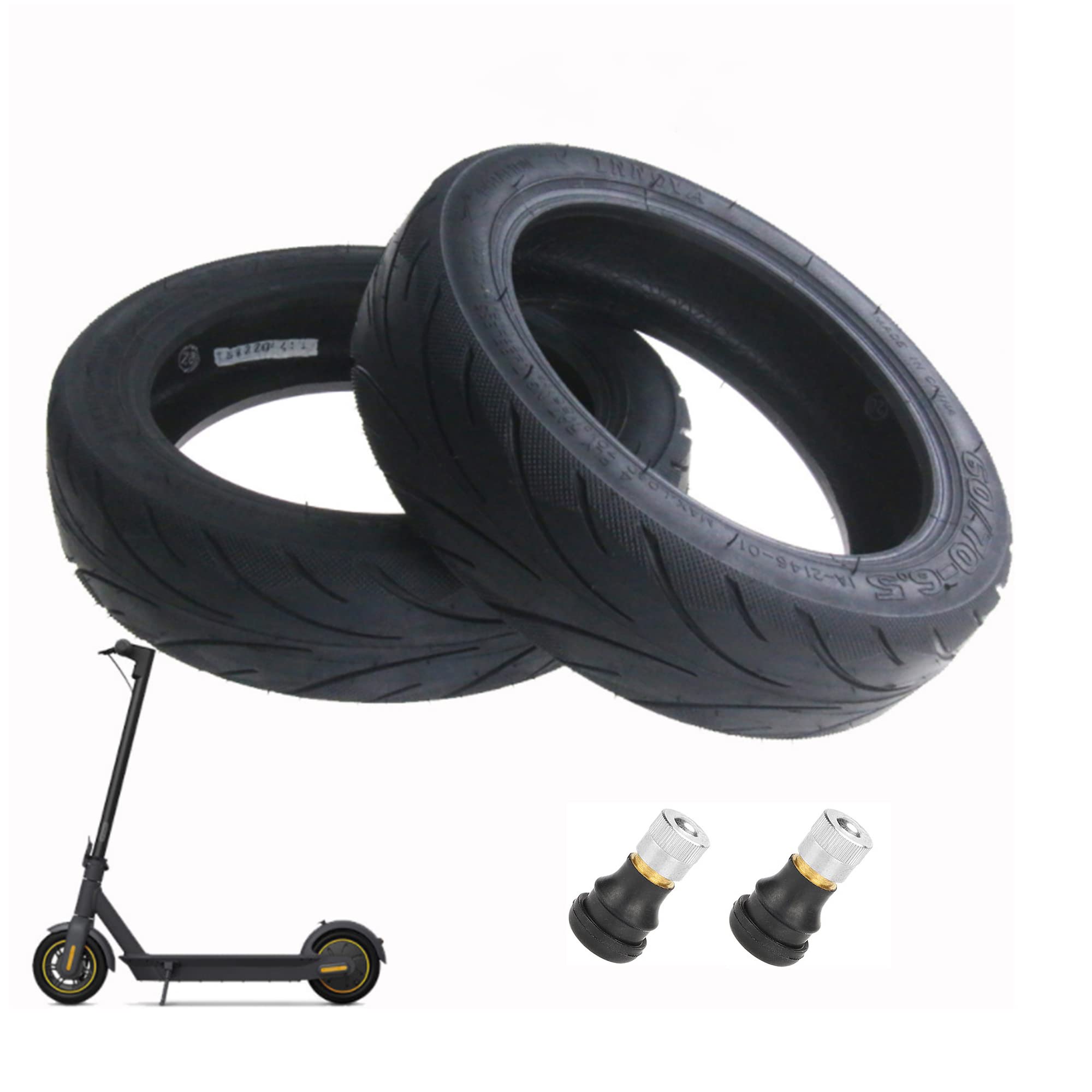 Fututech 60/70-6.5 Vacuum Tyre + Valve for Segway Ninebot Max G30 Anti-Vibration Tire for Electric Scooter Accessory Scooter Spare Part (2 Tyres)