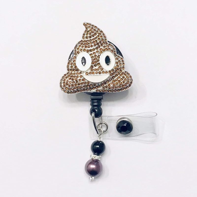 Rhinestone Poop Emoji badge reel, Endoscopy badge reel, GI