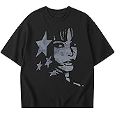 Kelxjia Oversized Graphic Tees for Women Y2k Streetwear Shirt Aesthetic Grunge Vintage Clothes Baggy Character Print Shirts