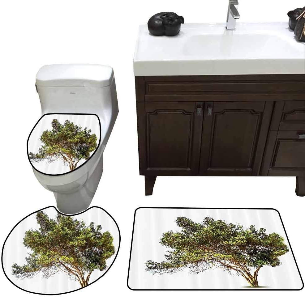 Amazon Com Home1love Bathroom Rug Set Lush Decor Ancient Tree With Wide Branches Growth Forest Jungle Woods Garden Framework Toilet Lid Cover Set Green Brown Home Kitchen