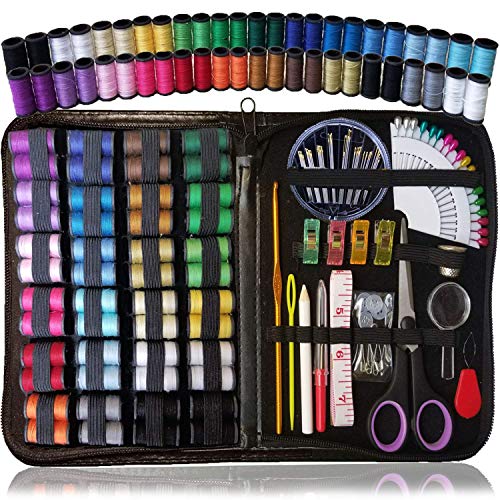 ARTIKA Sewing Kit for Adults and Kids (119 PCS) - Small Beginner Set w/Multicolor Thread, Needles, Scissors, Thimble & Clips - Emergency Repair and Travel Kits - Sewing Accessories and Supplies