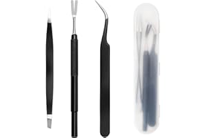 3 in 1 Tick Remover Kit, CoiTek Black Tick Remover Tweezers Stainless Steel Removal Set for Pet Dog, Cat, Human with Storage 