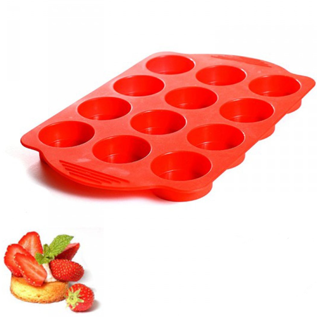 Nupico Silicone Muffin & Cupcake Baking Pan, Bakeware, Non Stick & Quick Release Coating Baking Cups, Cake Molds with 12 Cup