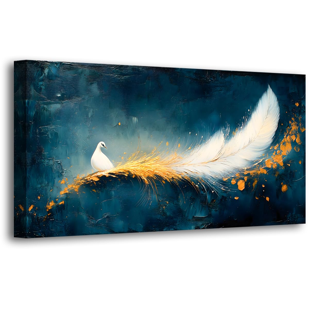 Photo 1 of **PRODUCT NOT REVIEWED**
**UNTESTED** Abstraction Pictures Canvas Wall Art for Living room Office Bedroom Wall Decor, Peacock Wall Art Print Paintings Modern White Feather Zoon Artwork Waterproof Ready to Hang-20x40inch