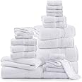 LANE LINEN 24 Piece Bathroom Towels Set - 100% Cotton Bath Towel Sets, 4 Bath Towels Extra Large, 2 Bath Sheets, 6 Hand Towels for Bathroom, 8 Face Wash Cloth, 4 Fingertip Towels - White Towels