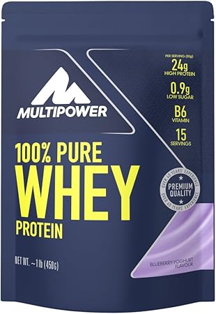 Multipower 100 Pure Whey Proteine In Water Oplosbaar Eiwitpoeder Met Chocoladesmaak Eiwitpoeder Met Whey Isolaten Als Hoofdbron Vitamine B6 En Hoog Bcaa Gehalte Blueberry Yoghurt 450 G Amazon Nl