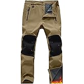 TBMPOY Mens Snow Ski Pants Waterproof Fleece Lined Winter Insulated Softshell Outdoor Snowboard Skiing Zipper Bottom Leg