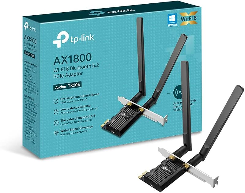 TP-Link Archer TX20E AX1800 PCIe WiFi 6 Adapter Dual Band MU-MIMO WPA3
