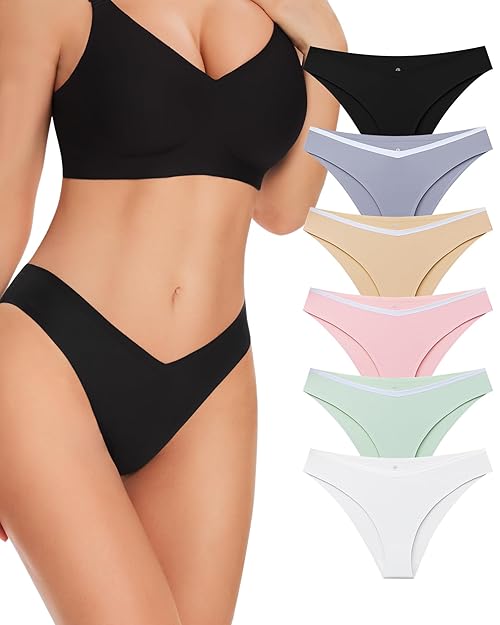 habibee Womens Seamless Bikini Panties Cheeky Underwear for Women with High Stretch Soft No Show Briefs 6 Pack L