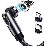 Terasako Magnetic Charging Cable 5-Pack (3/3/6/6/10FT) - 540° Rotating Magnetic Phone Charger Cable with LED Light - 90° Angl