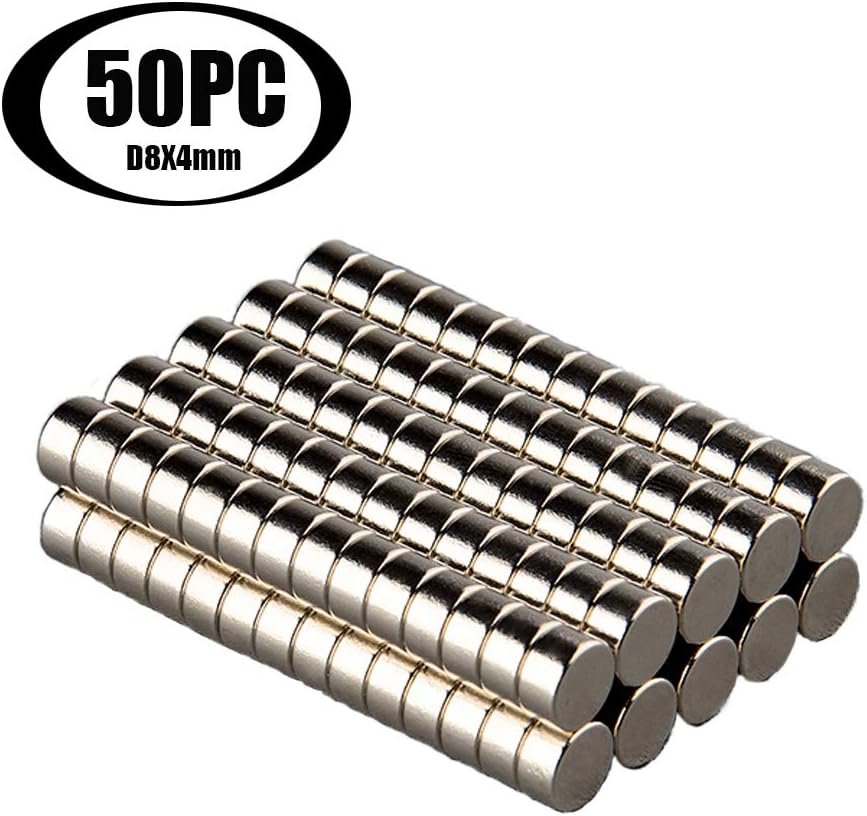 Mutuactor N52 50 x 8 x 4 mm Powerful Round Permanent Neodymium Magnet for Fridges, Crafts, Buildings, Scientifics, Crafts, Office Magnets
