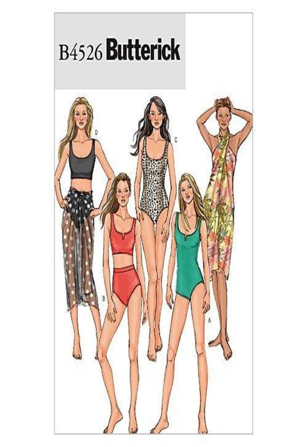 Butterick Patterns B4526 Size EE 14-16-18-20 Misses Swimsuit and Wrap, Pack of 1, White
