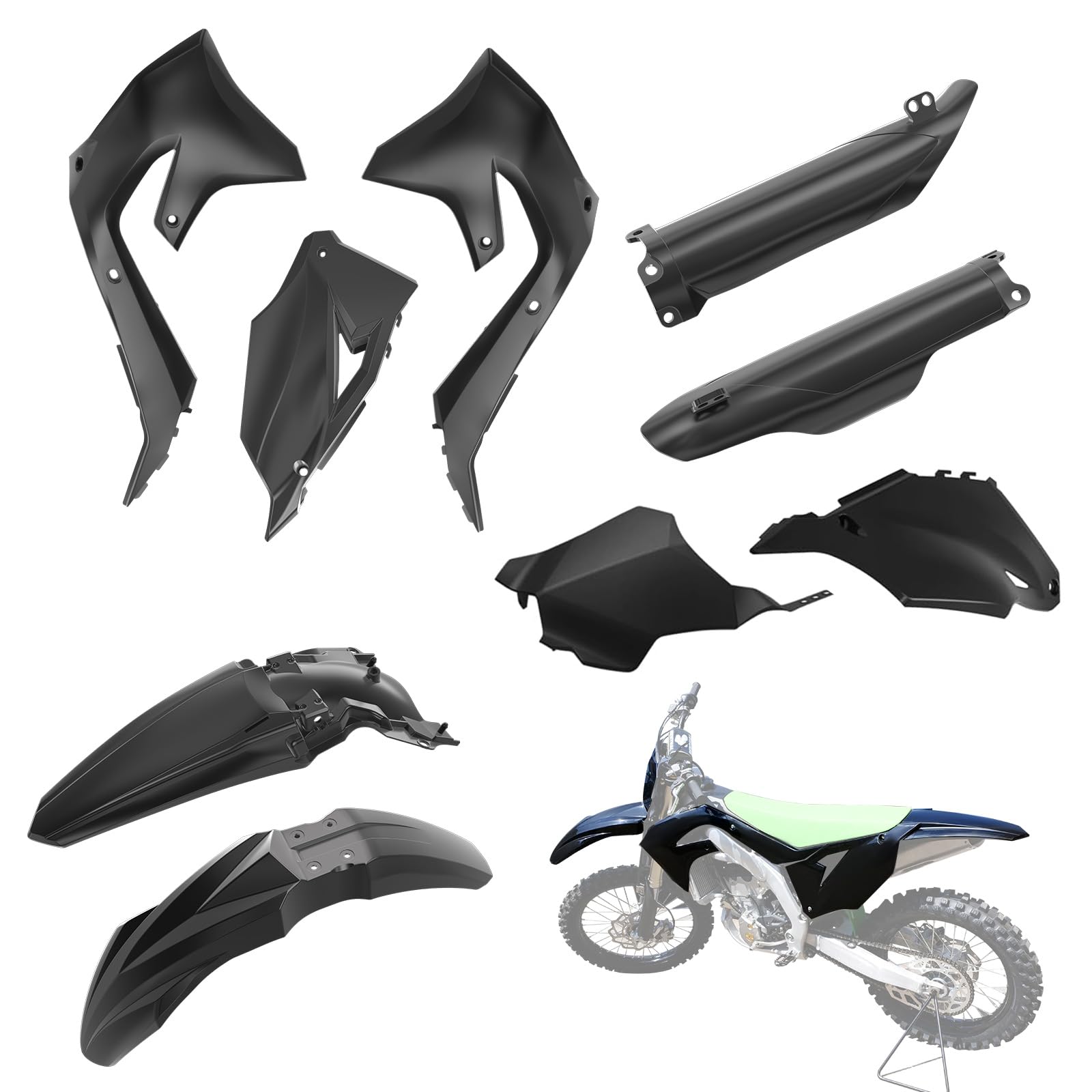 Photo 1 of ***MISSING PARTS***
LUXEMOTO Plastic Fairing Fender Kit for Kawasaki KX250, Black Full Panel Protection Parts for Kawasaki KX250X KX450X 2012-2022, KX450 2019-2022 Plastic Accessories