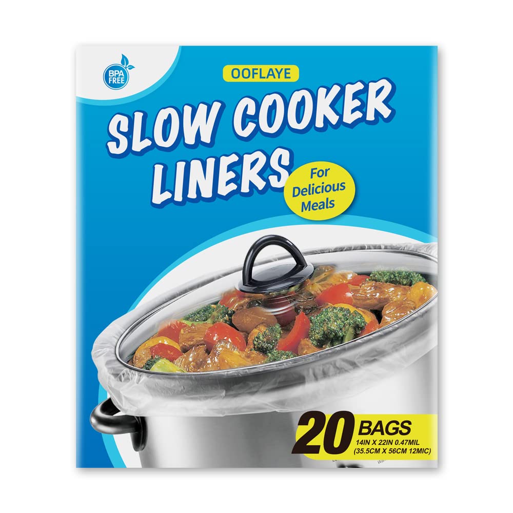 Photo 1 of 20 Counts Slow Cooker Liners and Cooking Bags, Extra Large Size Fits 6-10QT Pot, 14"x 22", BPA Free, Suitable for Oval & Round Pot -1 Pack
