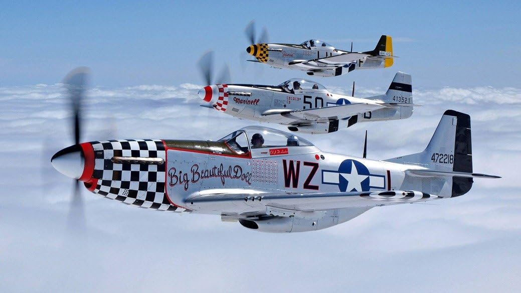 Amazon Com Air Forces Ww2 P51 Mustang Fabric Cloth Rolled Wall Poster Print Size 43 X 24 24 X 13 Posters Prints