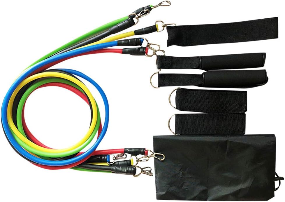 Kingwo 11Pcs/Set Resistance Band Yoga Pilates Abs Exercise Fitness Tube Workout Bands for Beginner's Bodybuilding