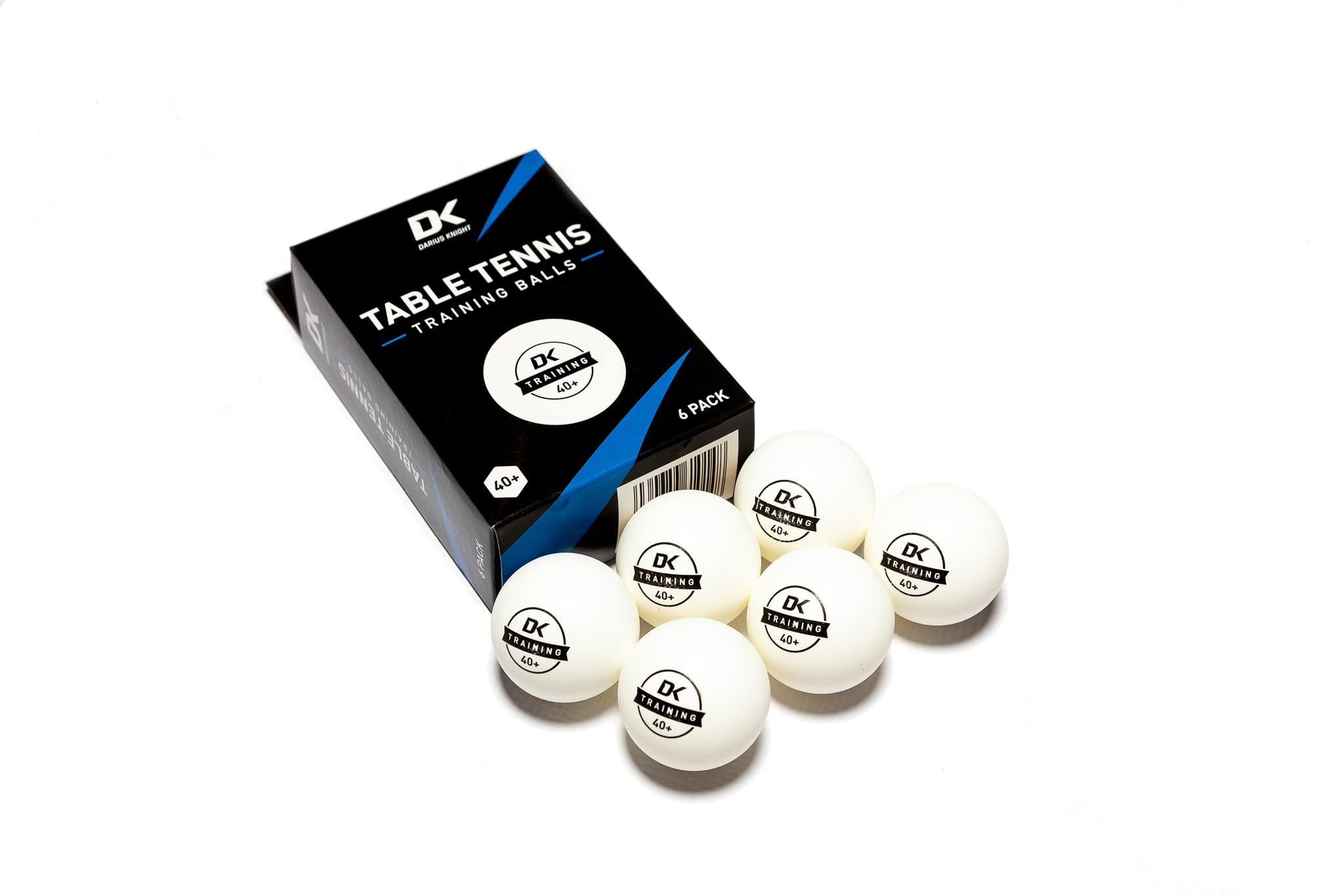 DARIUS KNIGHT DK Training 40+ Professional Table Tennis Balls - Pack of 6 - White - ITTF Standards Ping Pong Balls