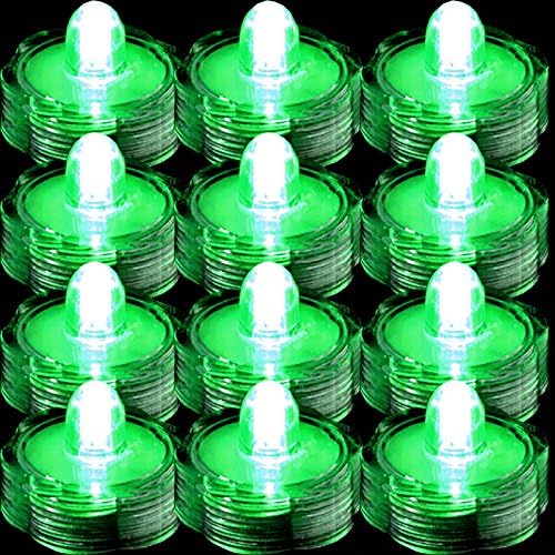 Waterproof Submersible Led Lights Tea Lights for Wedding, Party, Decoration (36 Pieces Green)