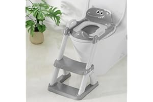 BONBAY Potty Training Seat, Toddler Toilet Seat for Kids Boys Girls, 2 in 1 Potty Training Toilet for Kids, Splash Guard Anti-Slip Pad Step Stool, Adjust High Potty Chair for Toddler Kid Boys Girls