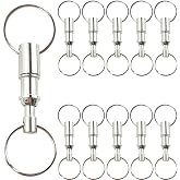 RONYOUNG 11PCS Quick Release Keychain Detachable Pull Apart Key Rings Heavy Duty Dual Split Snap Lock Holder Silver Double Spring Key Accessory