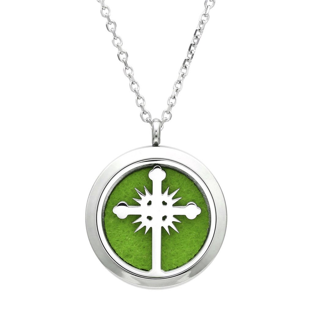 Zysta Stainless Steel Aromatherapy Perfume Essential Oil Fragrance Diffuser Necklace Locket Pendant with 6 Washable Pads, 24 inches