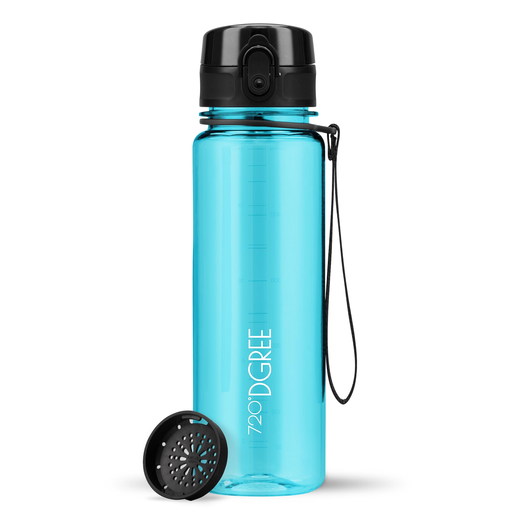 720°DGREE Water Bottle Kids 500ml “uberBottle“ crystalClear +Sieve - BPA-Free Tritan, Leakproof, Reusable Drinking Bottle - Waterbottle for Children, School, Playground, Boys, Girls, Handbag, Sport