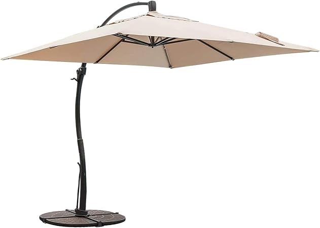 Amazon Com Mefo Garden 10 By 10 Feet Classic Offset Patio Umbrella 360 Rotated Cantilever Umbrella With Tilt System For Outdoor Parties Courtyard With Cross Base Aluminum 250gsm Square Canopy Beige Garden Outdoor