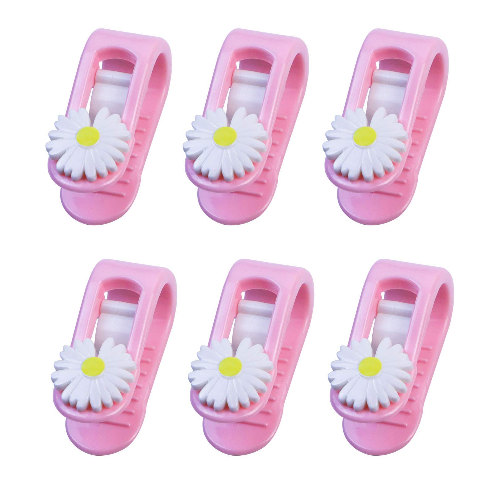 Duvet Clips No Pins Set of 6 pcs, Flower Shape Duvet Cover Clips Quilt Fixer Clip Non-Slip Comforter Fasteners Grippers Anti-Movement Bed Quilt Clamps Sheet Clips Clamp Without Needle (Pink)