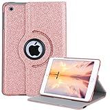 iPad mini 2 Case, iPad mini Case, iPad mini 3 Case, BENTOBEN Slim Glitter Bling Faux Leather 360 Degree Rotating Smart Cover Auto Sleep/Wake Up Kickstand Protective Case for iPad Mini 1/2/3, Rose Gold