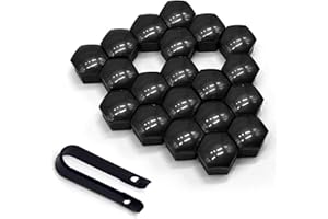 DYEKNEE 20PCS Lug Nut Cover Tire Screw Covers, 0.82"/21mm Plastic Anti-Theft Wheel Nut Waterproof Protective Cover, Decorative Shell with Disassembly Tool, Universal for Cars (Black)
