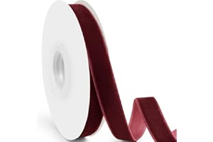 Quhora Velvet Ribbon, 5/8 Inch X 25 Yd with Spool, Burgundy Velvet Ribbon- Ideal for Crafts, Gifts, Bows, Christmas Trees, Weddings, and Ornaments
