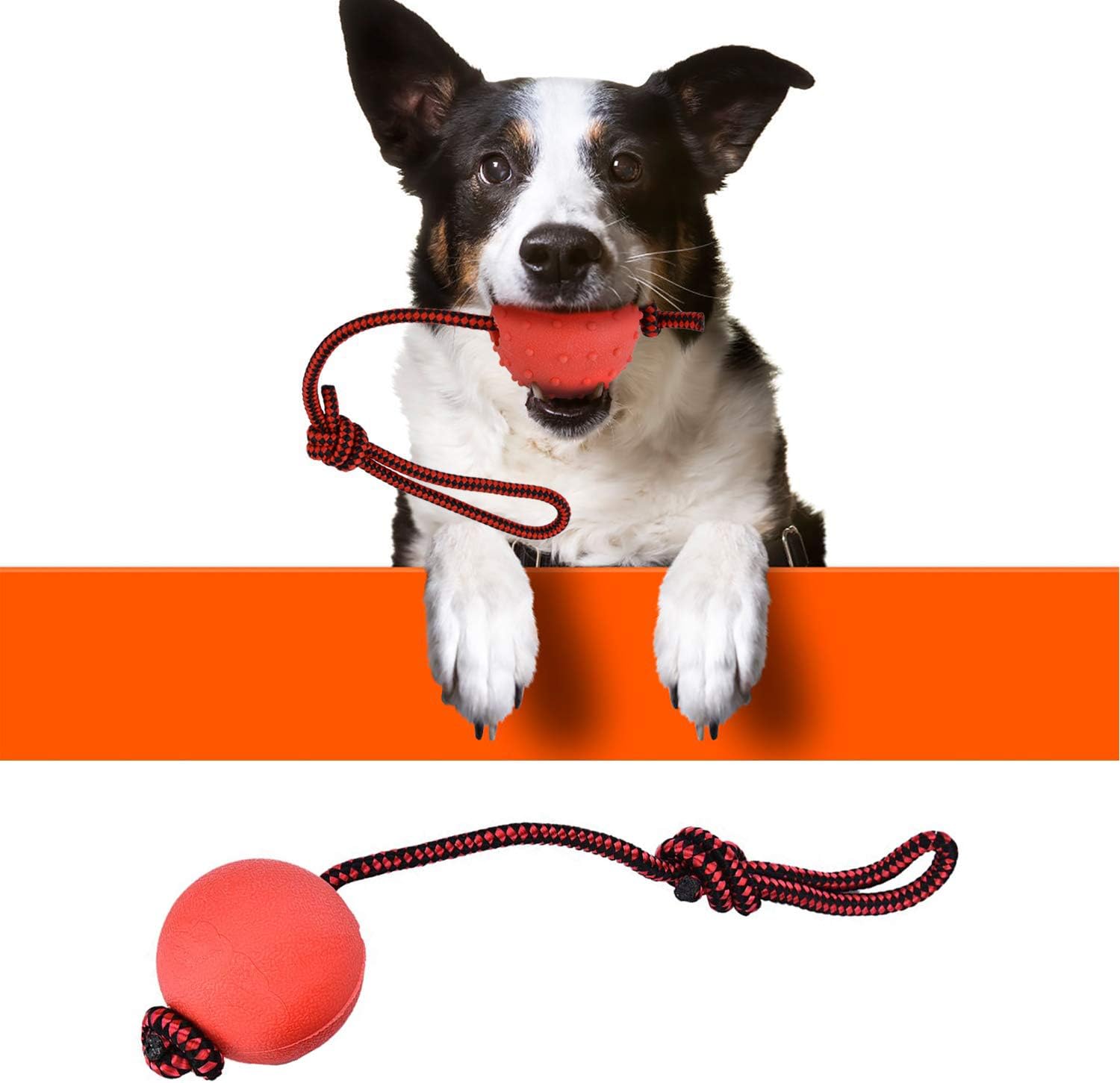 LHKJ 3 Pcs Dog Toy Natural Rubber Rope Ball For Big and Medium Dogs(Red) - Image 4