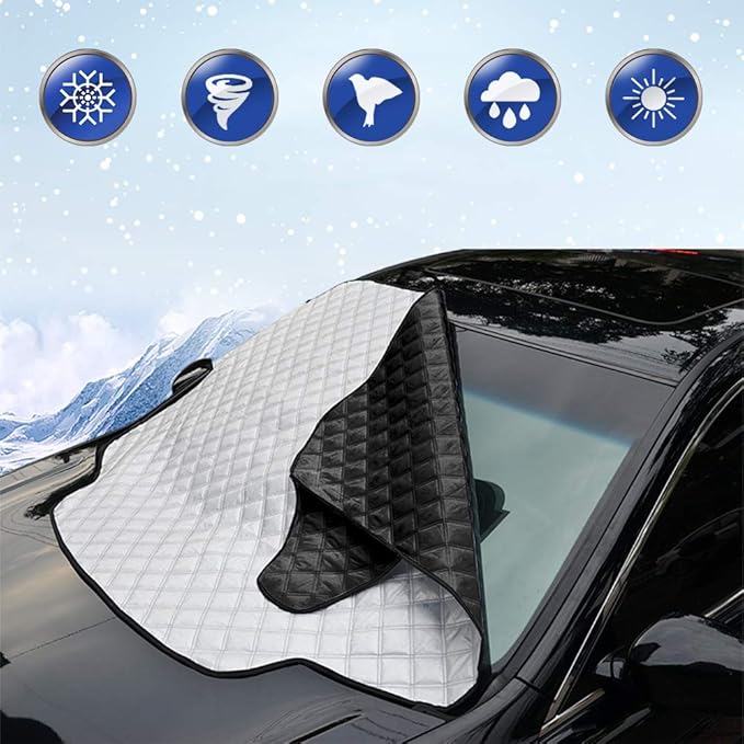 Dobee Frontscheibenabdeckung Windschutzscheibe Abdeckung Auto Scheibenabdeckung, Wasserdicht Magnet Fixierung Faltbare Abnehm