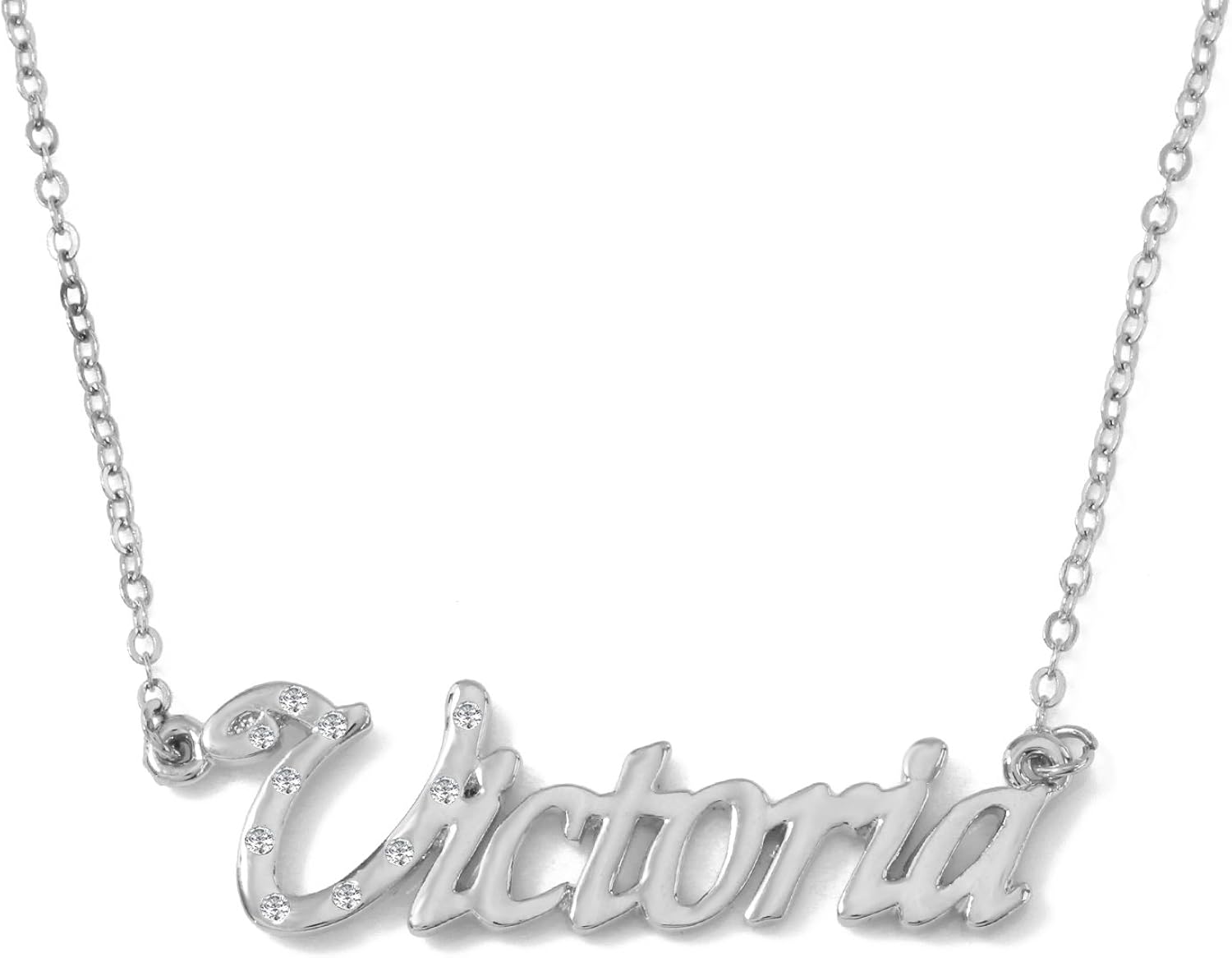 Victoria Personalized Name Necklace 18K White