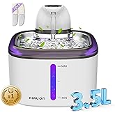 Cat Water Fountain Cordless 118oz/3.5L Wireless & Battery Operated Pet Water Fountain for Indoor Cats, Stainless Steel Tray with Sensor & Timer Modes, Ultra-Quiet, BPA-Free & Easy-to-Clean